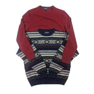 Men's Lot of 2 Large Red Blue Long Sleeve Sweaters